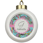 Summer Flowers Ceramic Ball Ornament (Personalized)