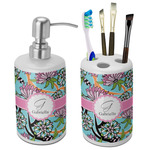 Summer Flowers Ceramic Bathroom Accessories Set (Personalized)
