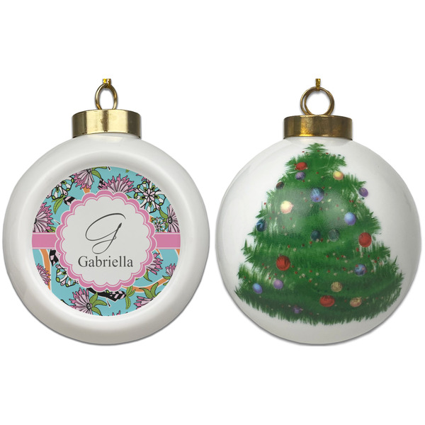 Summer Flowers Ceramic Christmas Ornament - X-Mas Tree (APPROVAL)