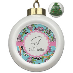 Summer Flowers Ceramic Ball Ornament - Christmas Tree (Personalized)