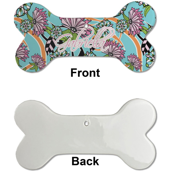 Summer Flowers Ceramic Flat Ornament - Bone Front & Back Single Print (APPROVAL)