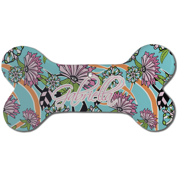 Summer Flowers Ceramic Flat Ornament - Bone Front