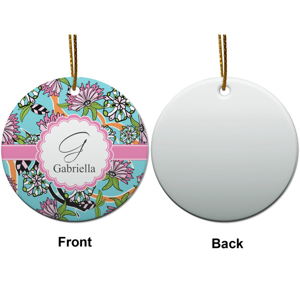 Summer Flowers Ceramic Flat Ornament - Circle Front & Back (APPROVAL)