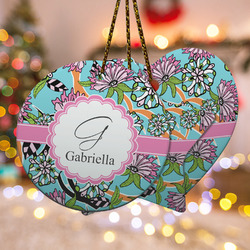 Summer Flowers Ceramic Ornament w/ Name and Initial