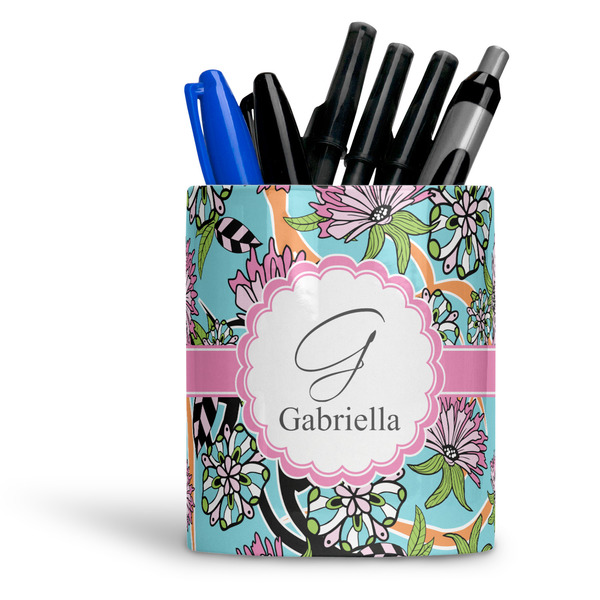 Custom Summer Flowers Ceramic Pen Holder