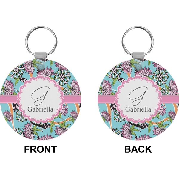 Summer Flowers Circle Keychain (Front + Back)