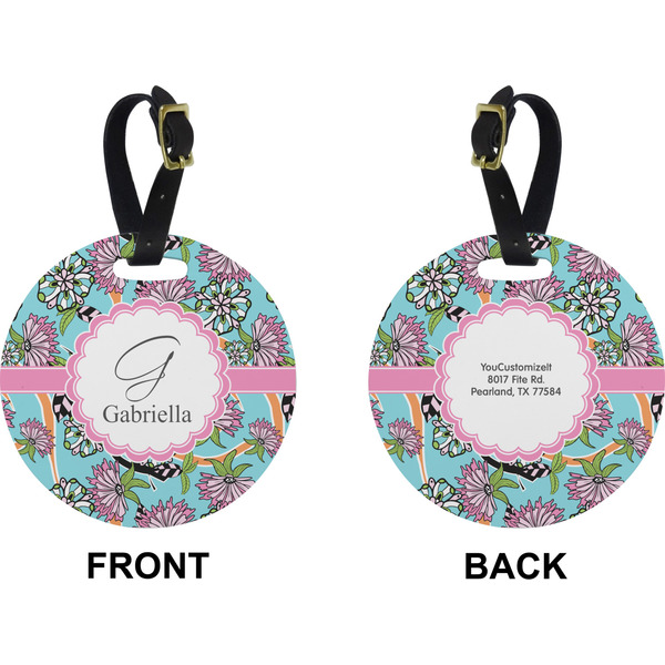 Summer Flowers Circle Luggage Tag (Front + Back)