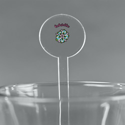 Summer Flowers 7" Round Plastic Stir Sticks - Clear (Personalized)