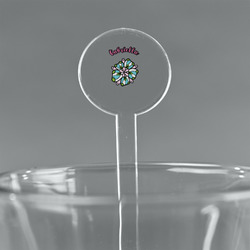 Summer Flowers 5.5" Round Plastic Stir Sticks - Clear (Personalized)