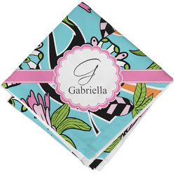 Summer Flowers Cloth Cocktail Napkin - Single w/ Name and Initial