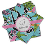 Summer Flowers Cloth Cocktail Napkins - Set of 4 w/ Name and Initial