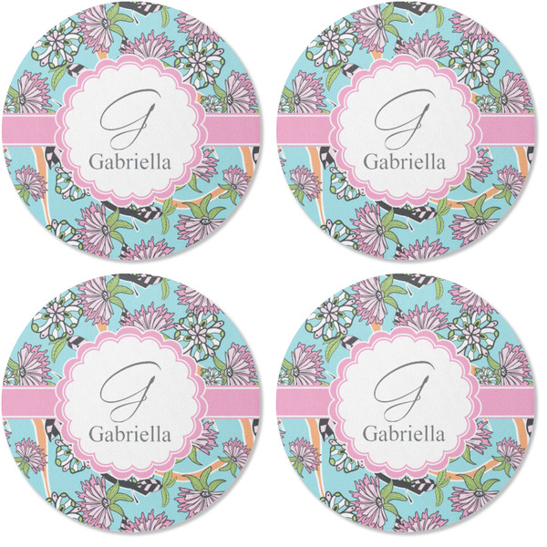 Summer Flowers Coaster Round Rubber Back - Apvl