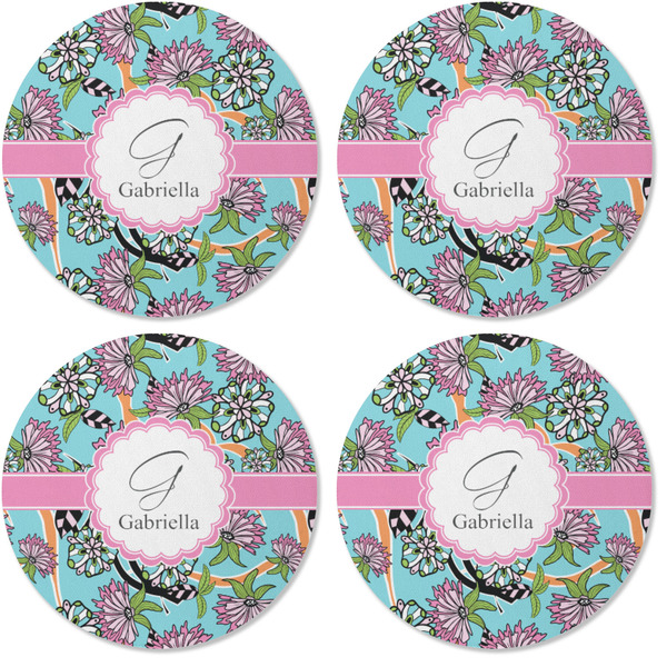 Summer Flowers Coaster Round Rubber Back - Apvl