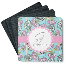 Summer Flowers Square Rubber Backed Coasters - Set of 4 (Personalized)