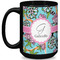 Summer Flowers 15 Oz Coffee Mug - Black (Personalized)