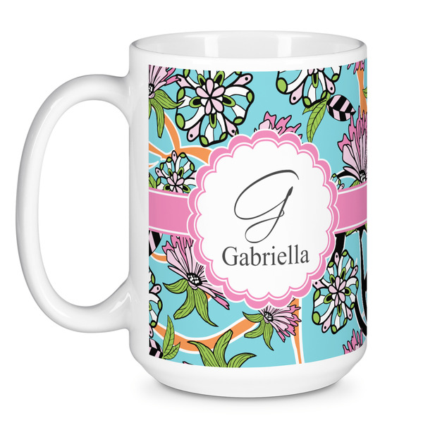 Summer Flowers Coffee Mug - 15 oz - White