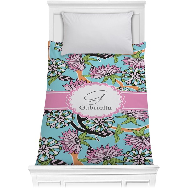 Custom Summer Flowers Comforter - Twin (Personalized)