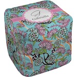 Summer Flowers Cube Pouf Ottoman - 18" (Personalized)