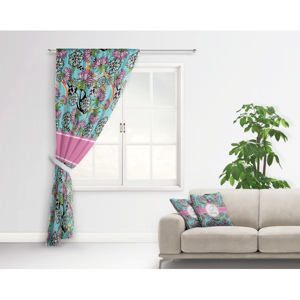 Summer Flowers Curtain With Window and Rod - in Room Matching Pillow