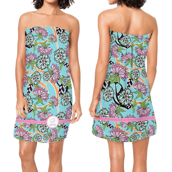 Summer Flowers Custom Bath Wrap - Front & Back View