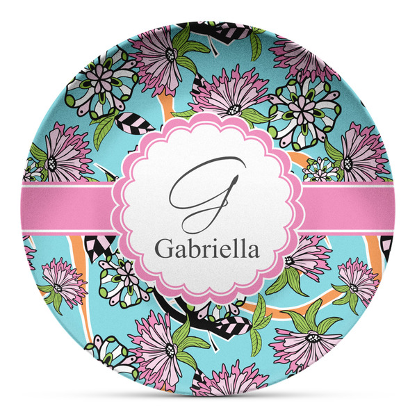 Custom Summer Flowers Microwave Safe Plastic Plate - Composite Polymer (Personalized)