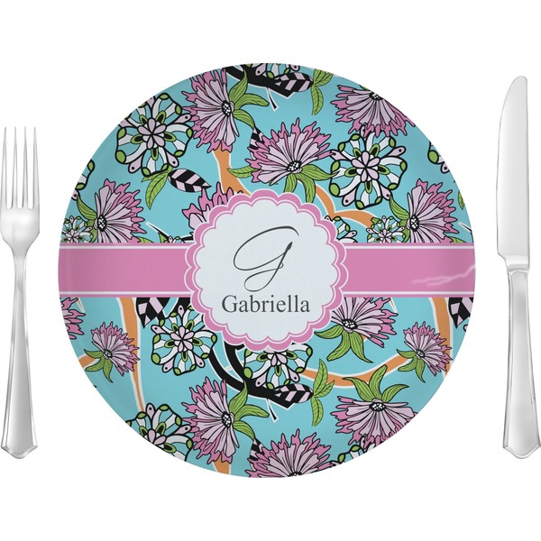 Custom Summer Flowers 10" Glass Lunch / Dinner Plates - Single or Set (Personalized)