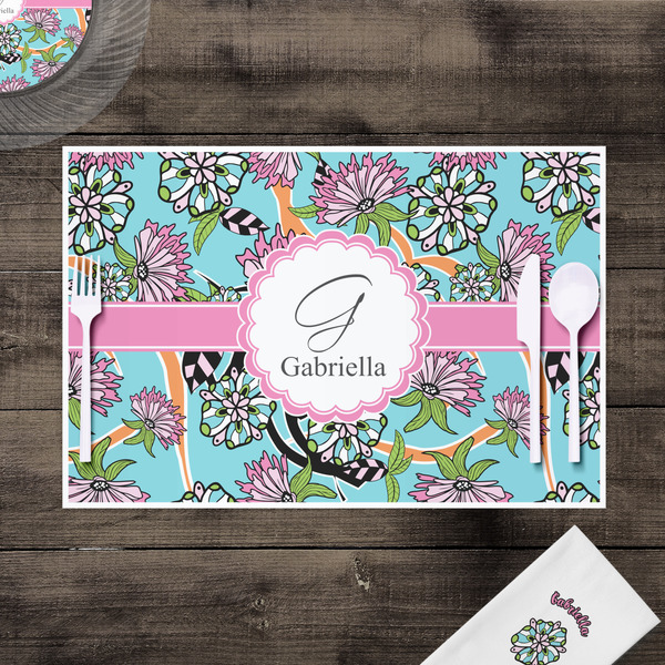 Summer Flowers Disposable Paper Placemat - In Context