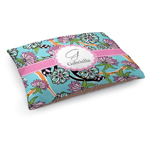 Custom Summer Flowers Dog Bed - Medium w/ Name and Initial