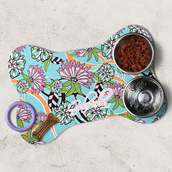 Summer Flowers Dog Bone Shaped Mat Lifestyle