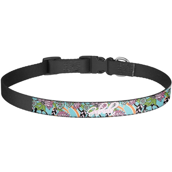 Custom Summer Flowers Dog Collar - Large (Personalized)