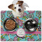 Summer Flowers Dog Food Mat - Medium w/ Name and Initial
