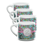 Summer Flowers Double Shot Espresso Cups - Set of 4 (Personalized)
