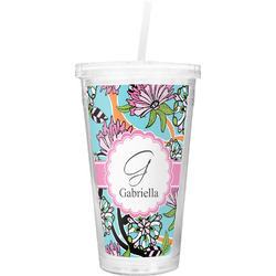 Summer Flowers Double Wall Tumbler with Straw (Personalized)