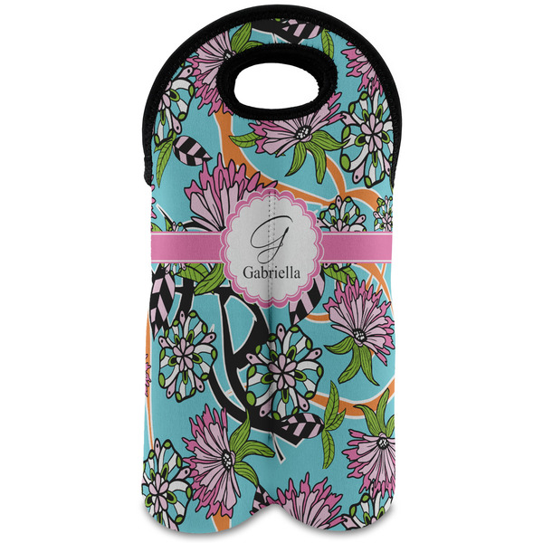 Custom Summer Flowers Wine Tote Bag (2 Bottles) (Personalized)