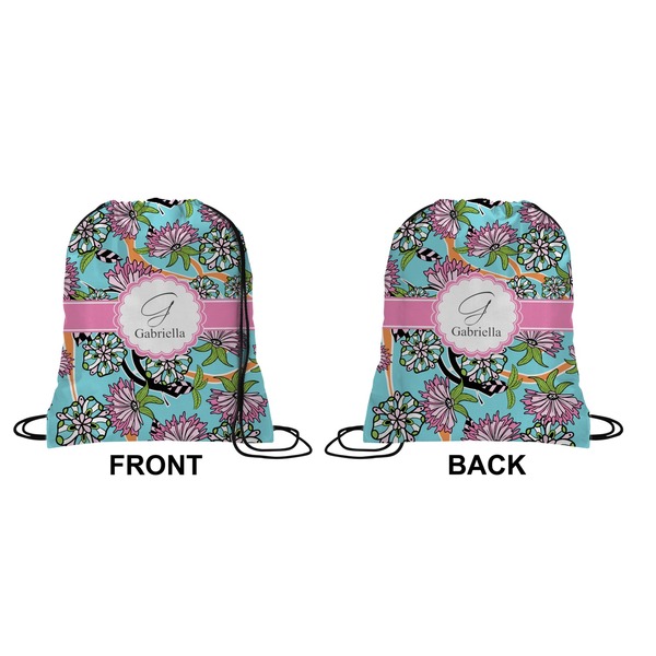 Summer Flowers Drawstring Backpack Front & Back Small