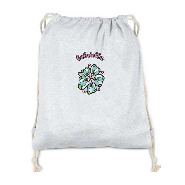Custom Summer Flowers Drawstring Backpack - Sweatshirt Fleece (Personalized)