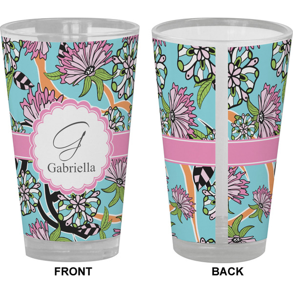 Summer Flowers Pint Glass - Full Color - Front & Back Views
