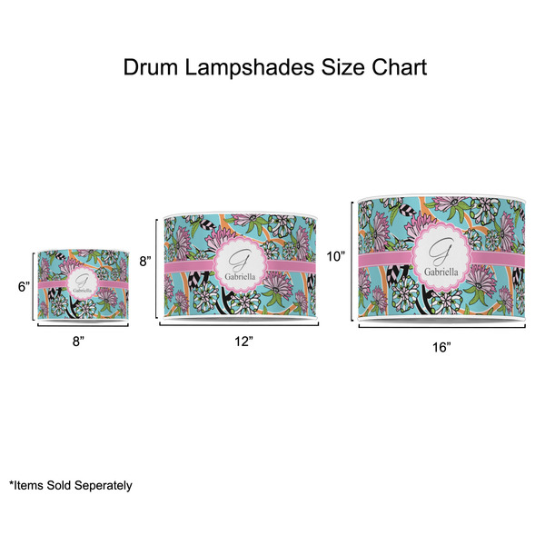 Summer Flowers Drum Lampshades - Sizing Chart