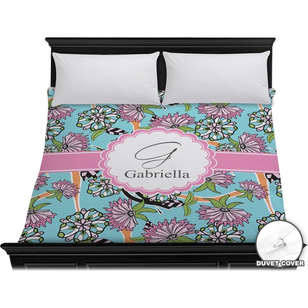 Custom Summer Flowers Duvet Cover - King (Personalized)
