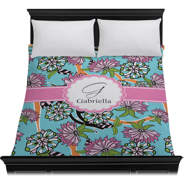 Summer Flowers Duvet Cover - Queen - On Bed - No Prop