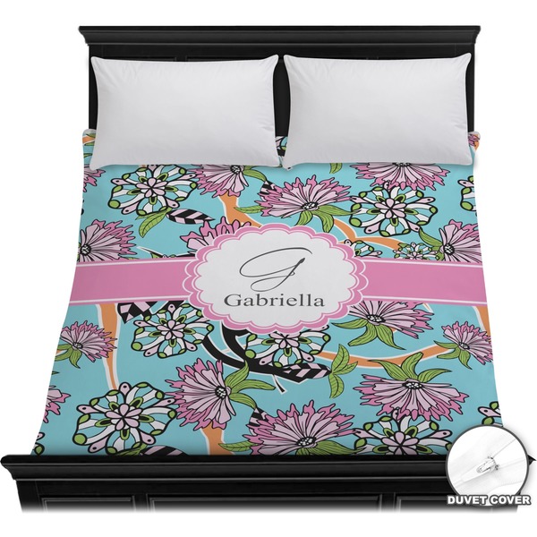 Custom Summer Flowers Duvet Cover - Full / Queen (Personalized)
