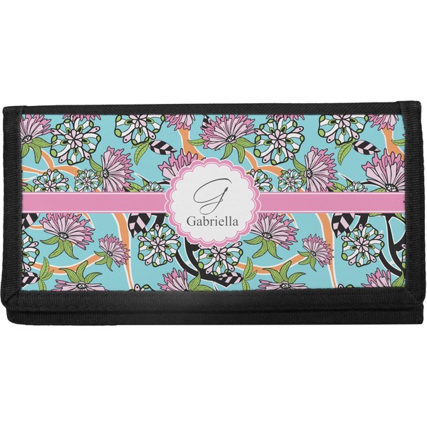 Custom Summer Flowers Canvas Checkbook Cover (Personalized)