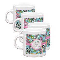 Summer Flowers Single Shot Espresso Cups - Set of 4 (Personalized)