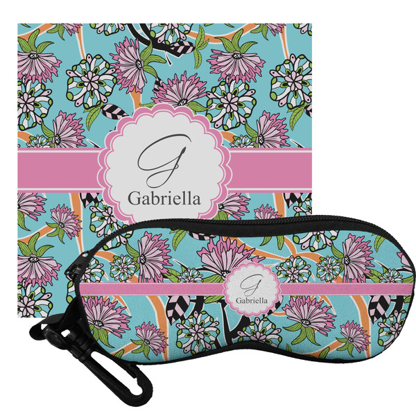 Custom Summer Flowers Eyeglass Case & Cloth (Personalized)