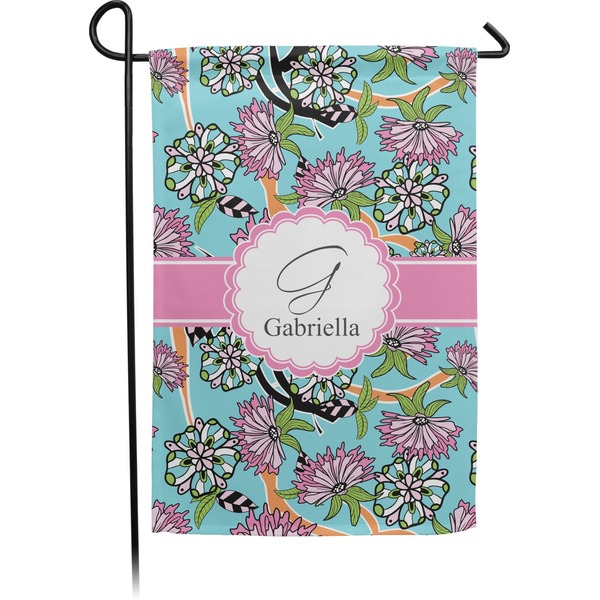 Custom Summer Flowers Small Garden Flag - Double Sided w/ Name and Initial