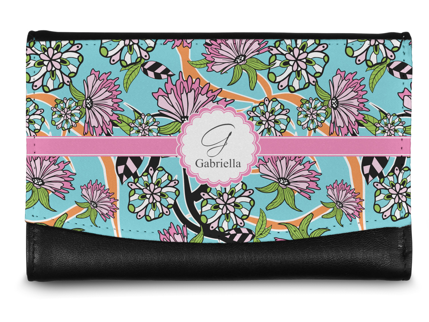 Summer Flowers Genuine Leather Small Framed Wallet Personalized