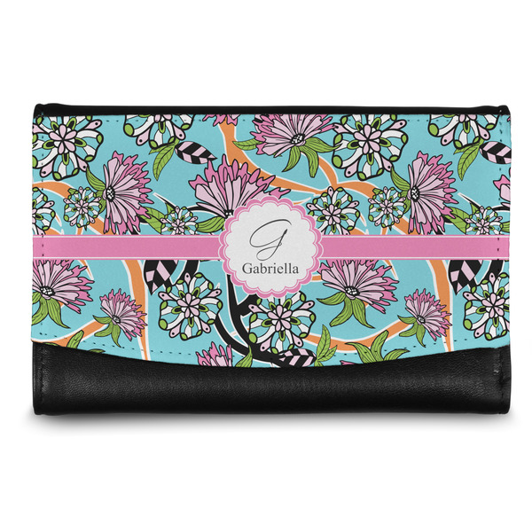 Custom Summer Flowers Genuine Leather Women's Wallet - Small (Personalized)