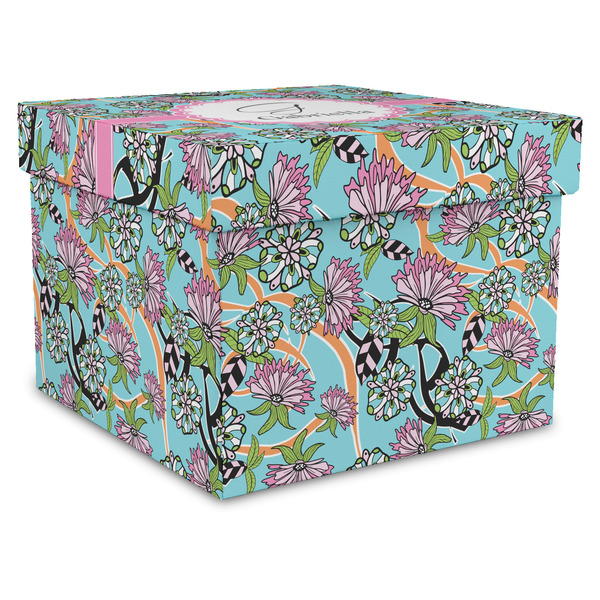Custom Summer Flowers Gift Box with Lid - Canvas Wrapped - X-Large (Personalized)