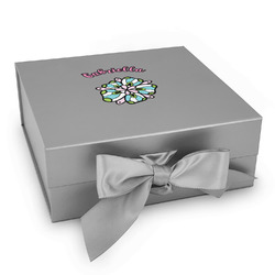 Summer Flowers Gift Box with Magnetic Lid - Silver (Personalized)