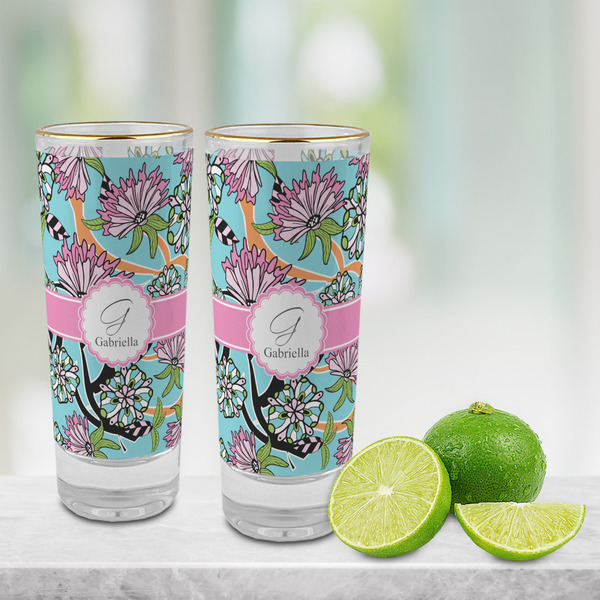 Summer Flowers Glass Shot Glass - 2 oz - LIFESTYLE